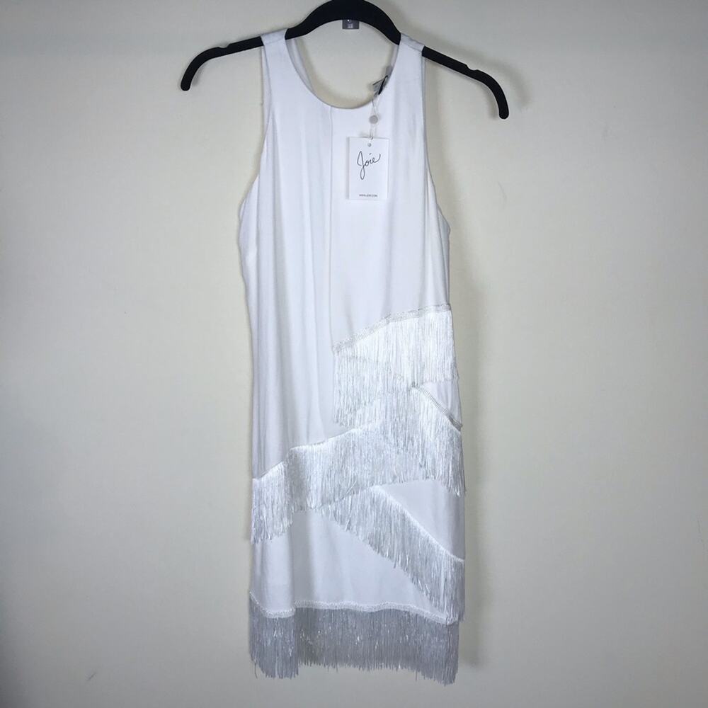 Joie Swing Dress White Tiered Layers Fringe Sleeveless Womens Size 2 NWT